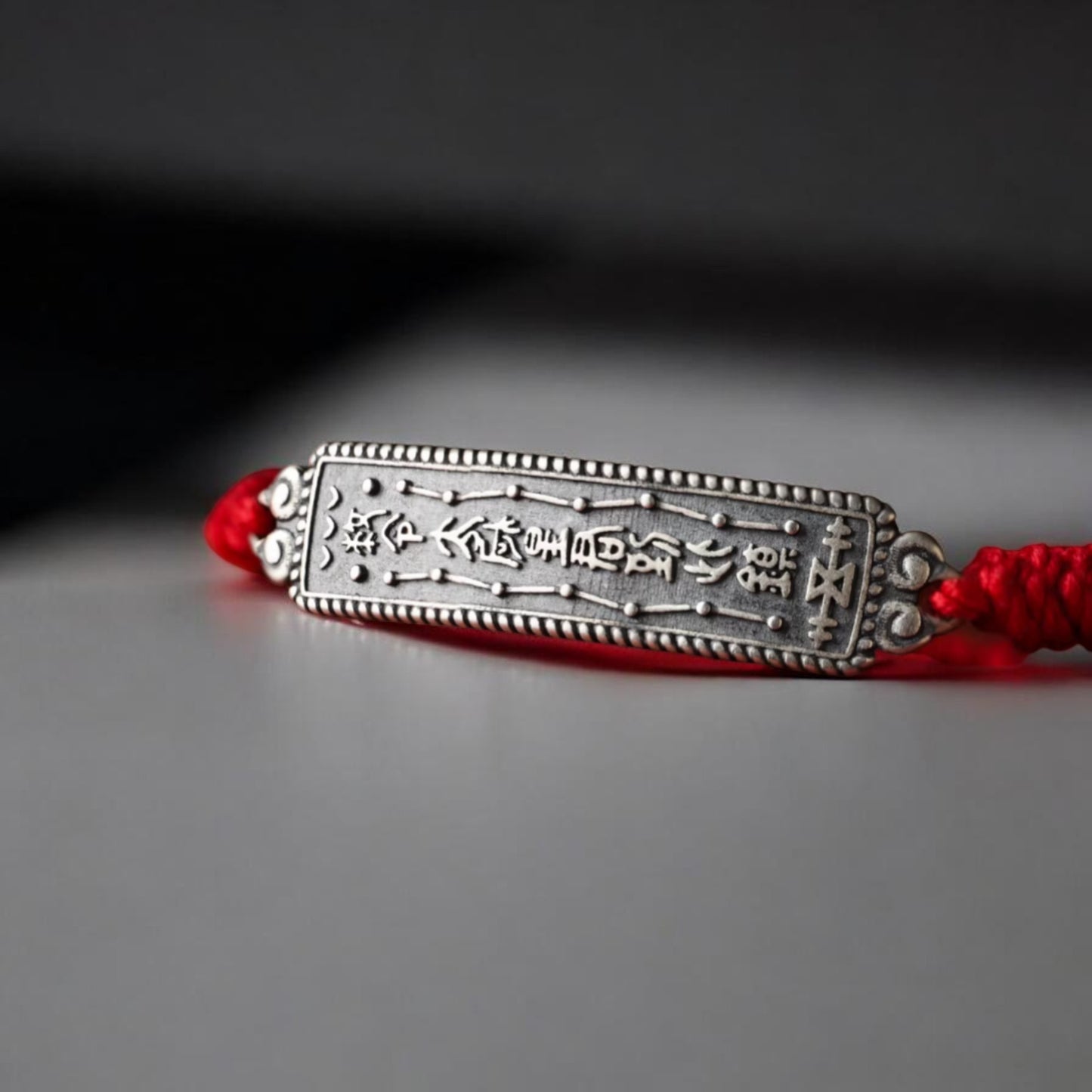 s925 Sterling Silver Tai Sui Amulet Charm Braided Cord Adjustable Bracelet