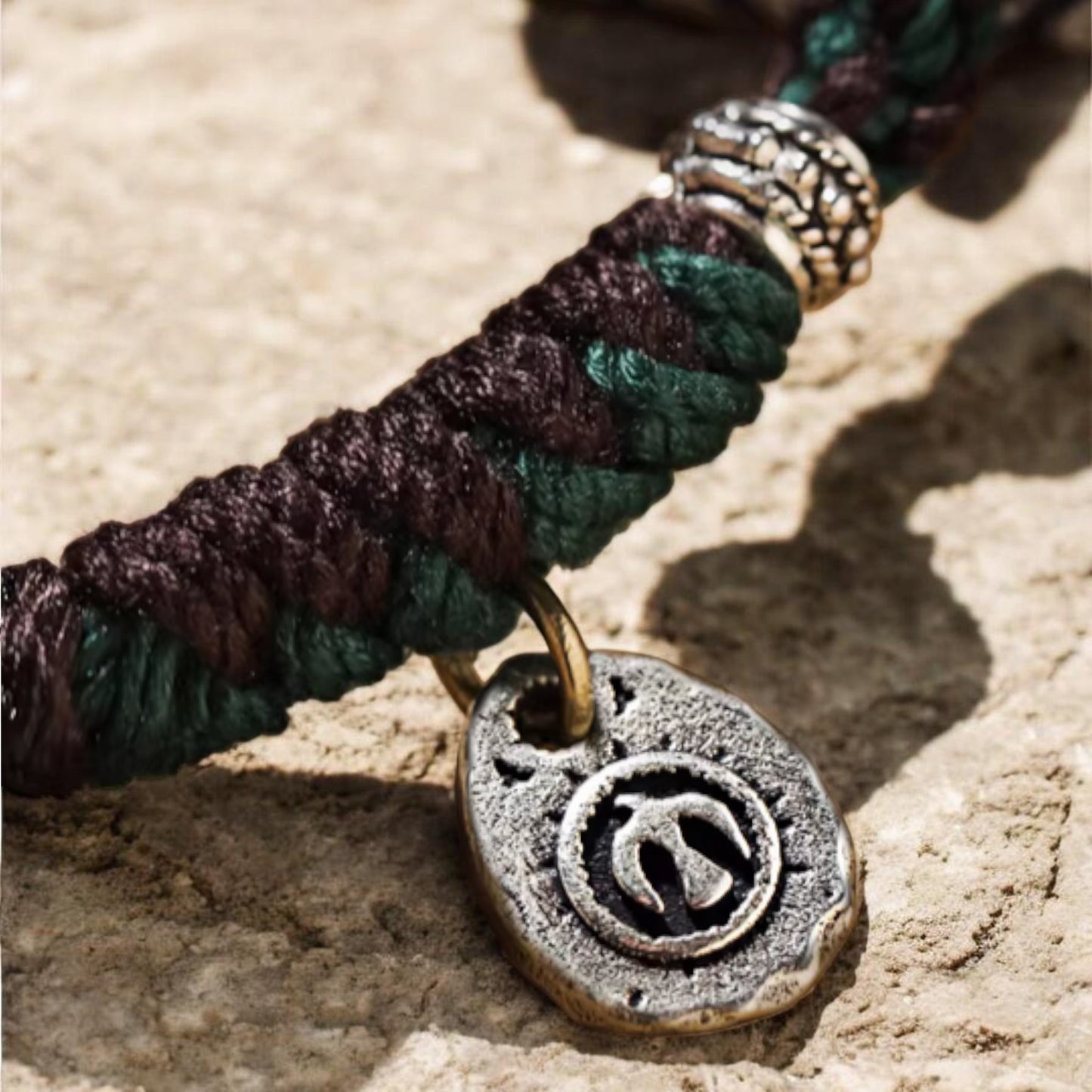 999 Silver Roc Bird Charm Hand Woven Unisex Rope Leather Bracelet