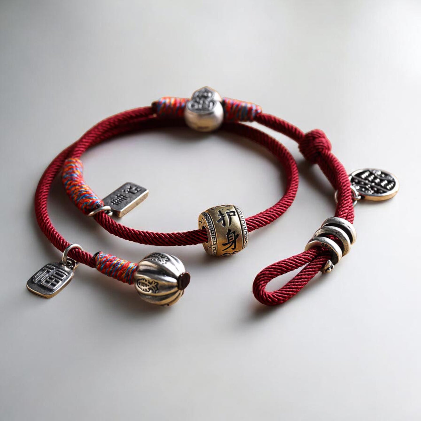 s999 Silver Gourd Blessing Charm Hand Woven Unisex Rope Bracelet