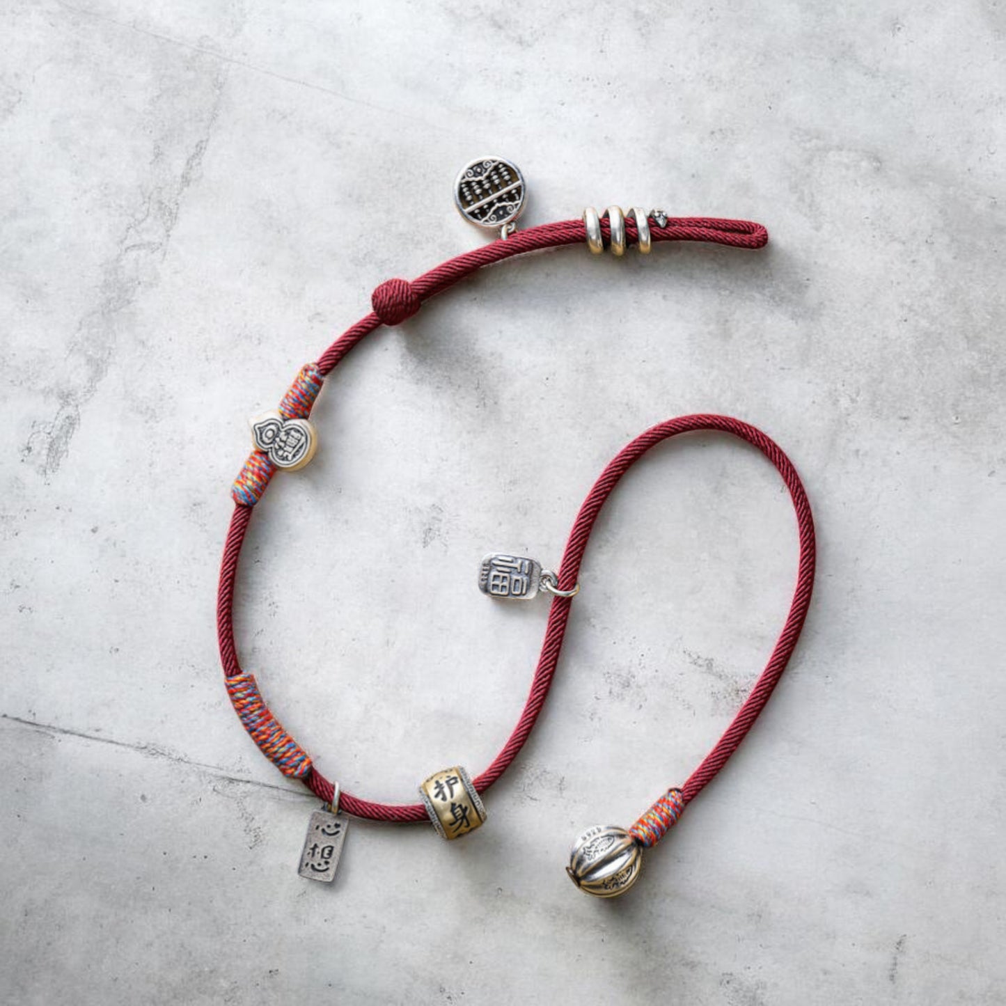 s999 Silver Gourd Blessing Charm Hand Woven Unisex Rope Bracelet