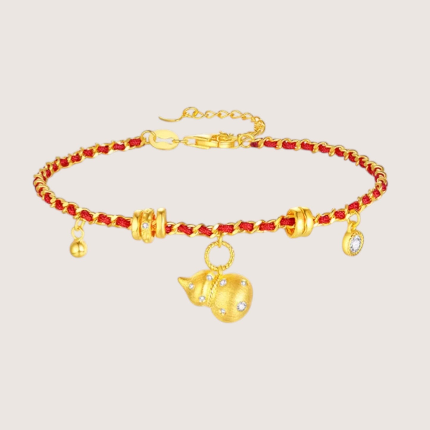 S925 Sterling Silver Lucky Gourd Charm Red Rope Bracelet