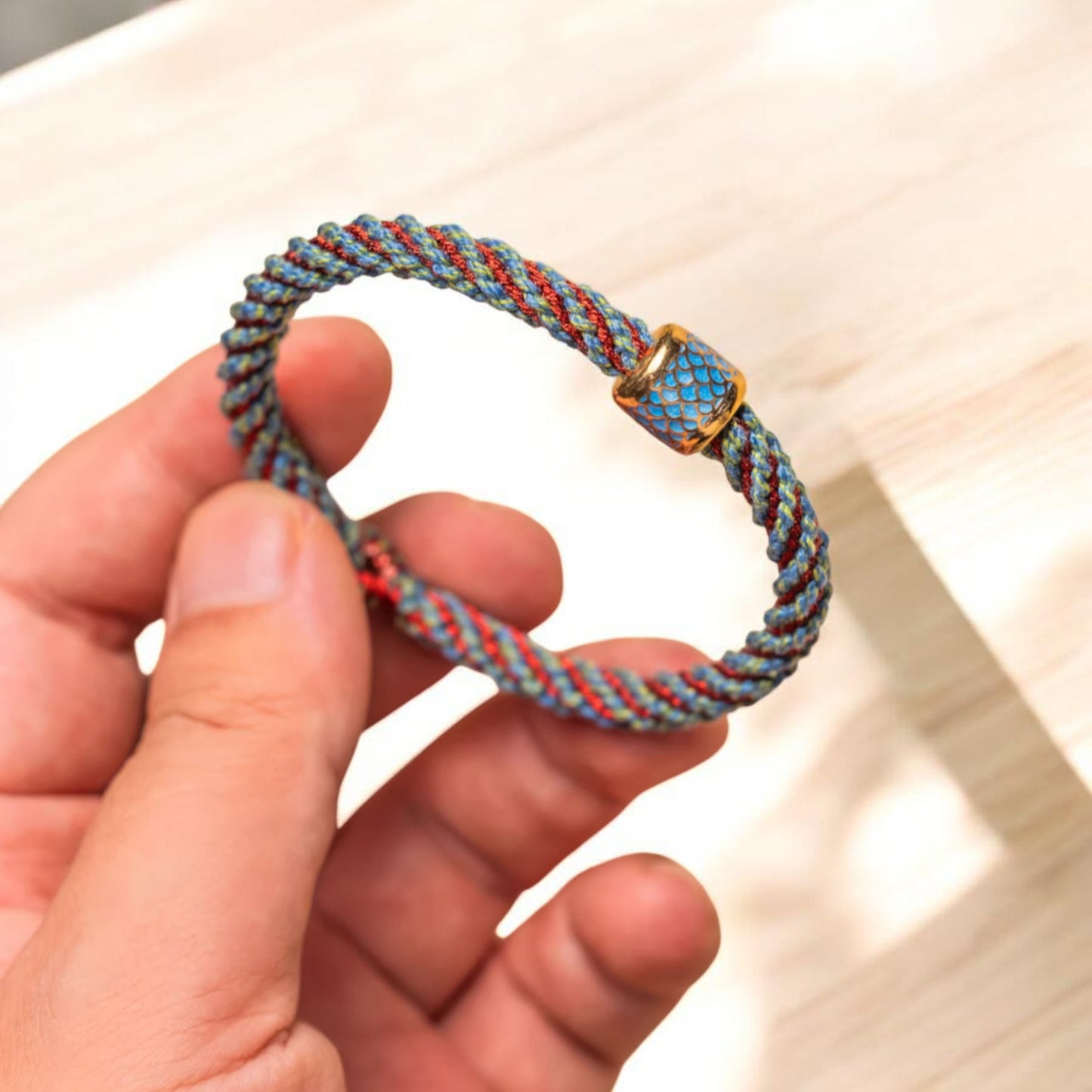 S925 Sterling Silver Tibetan Style Handmade Cloisonné Braided Bracelet