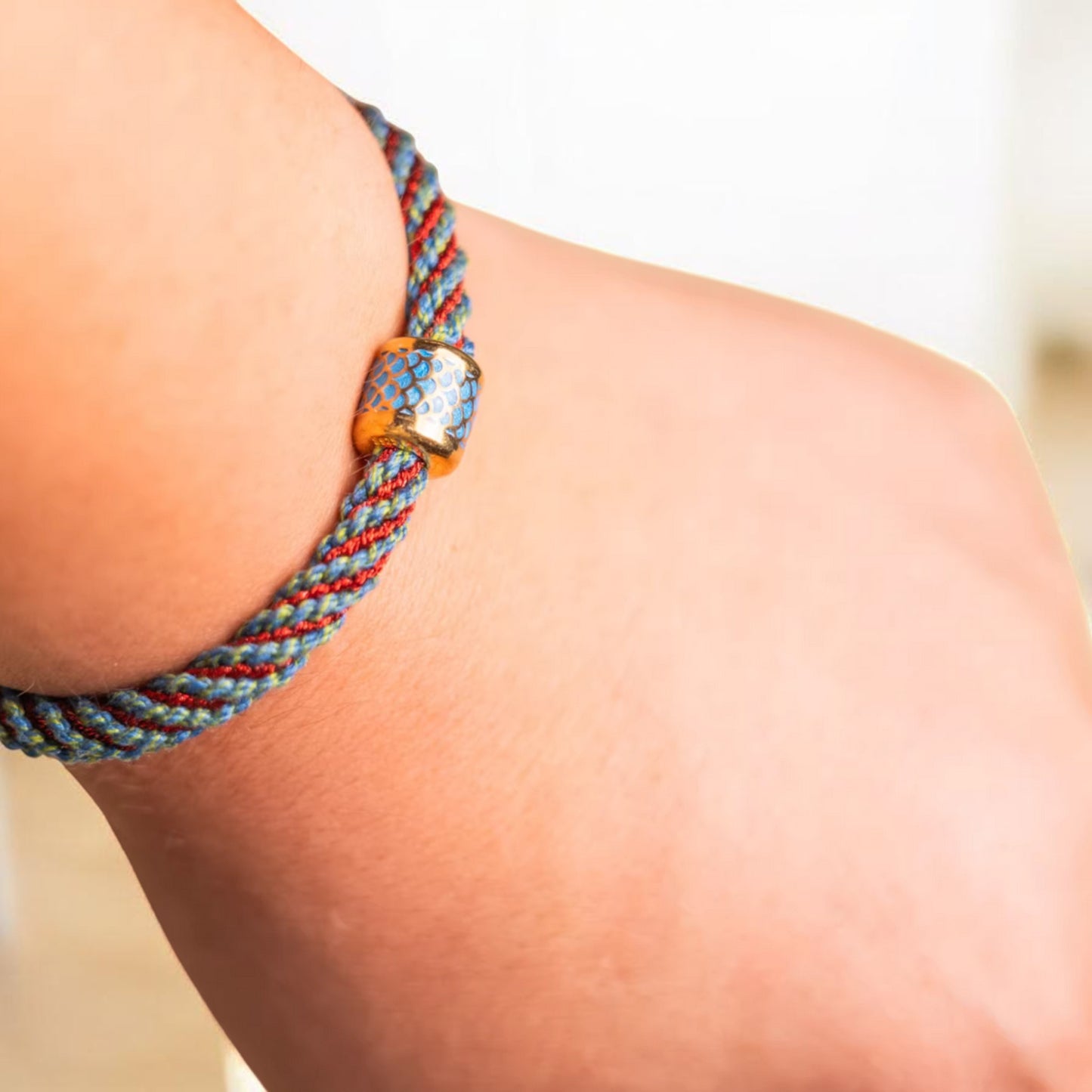 S925 Sterling Silver Tibetan Style Handmade Cloisonné Braided Bracelet