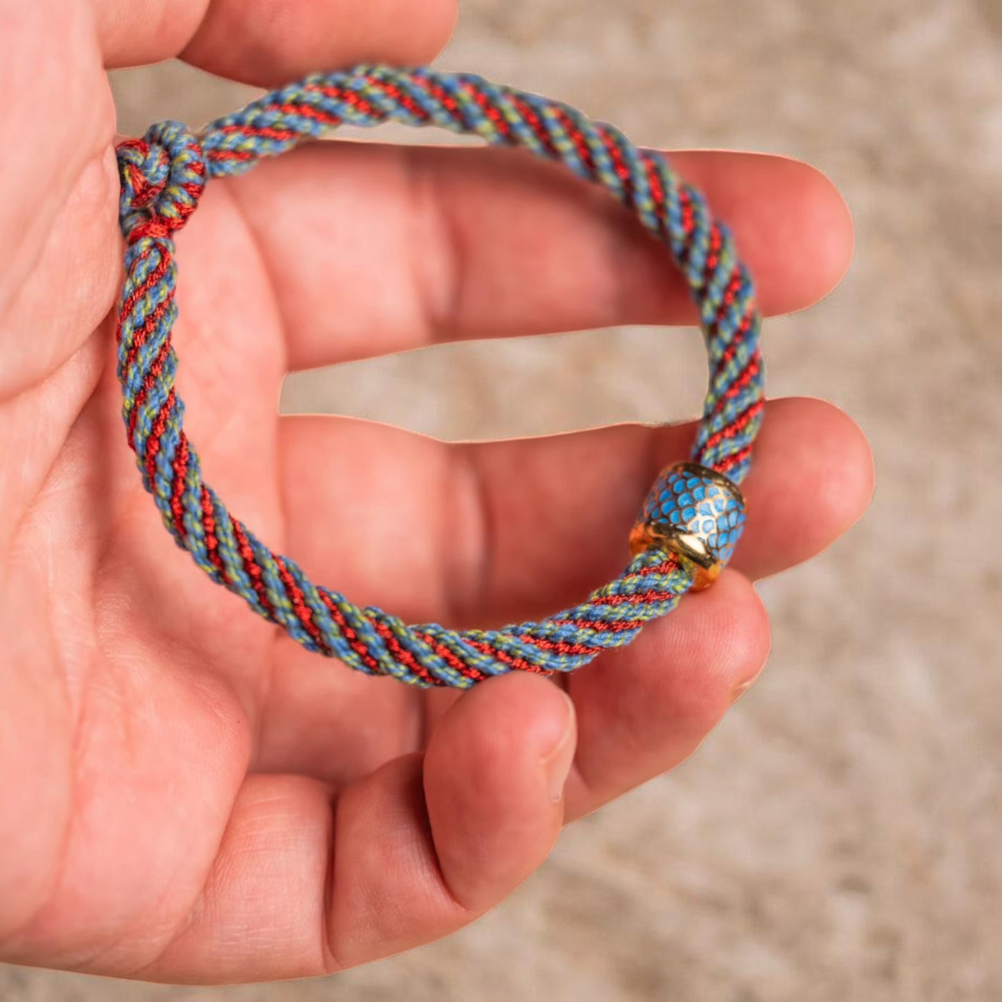S925 Sterling Silver Tibetan Style Handmade Cloisonné Braided Bracelet