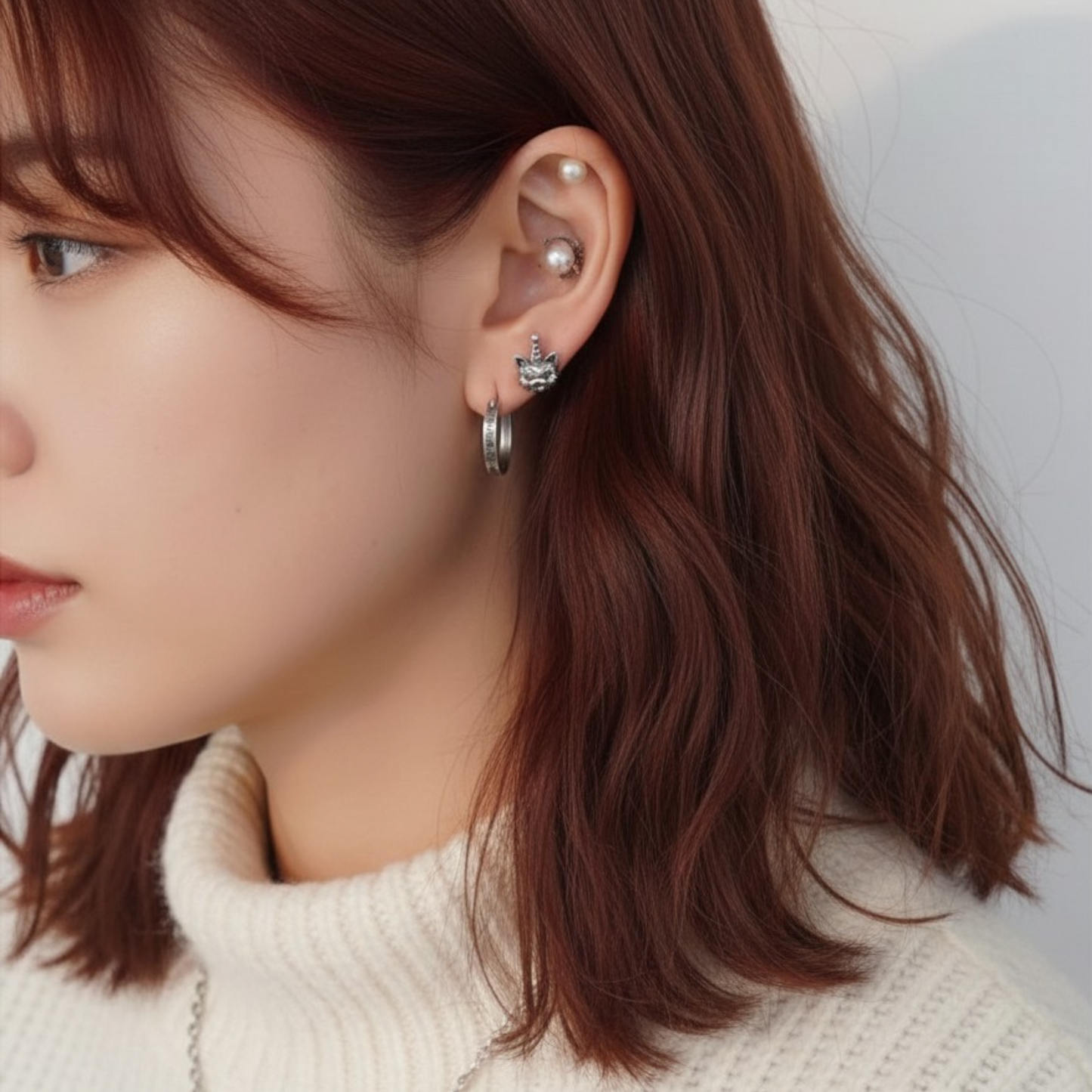 S925 Sterling Silver Birthday Hat Cat Kitty Stud Earrings and Pendant