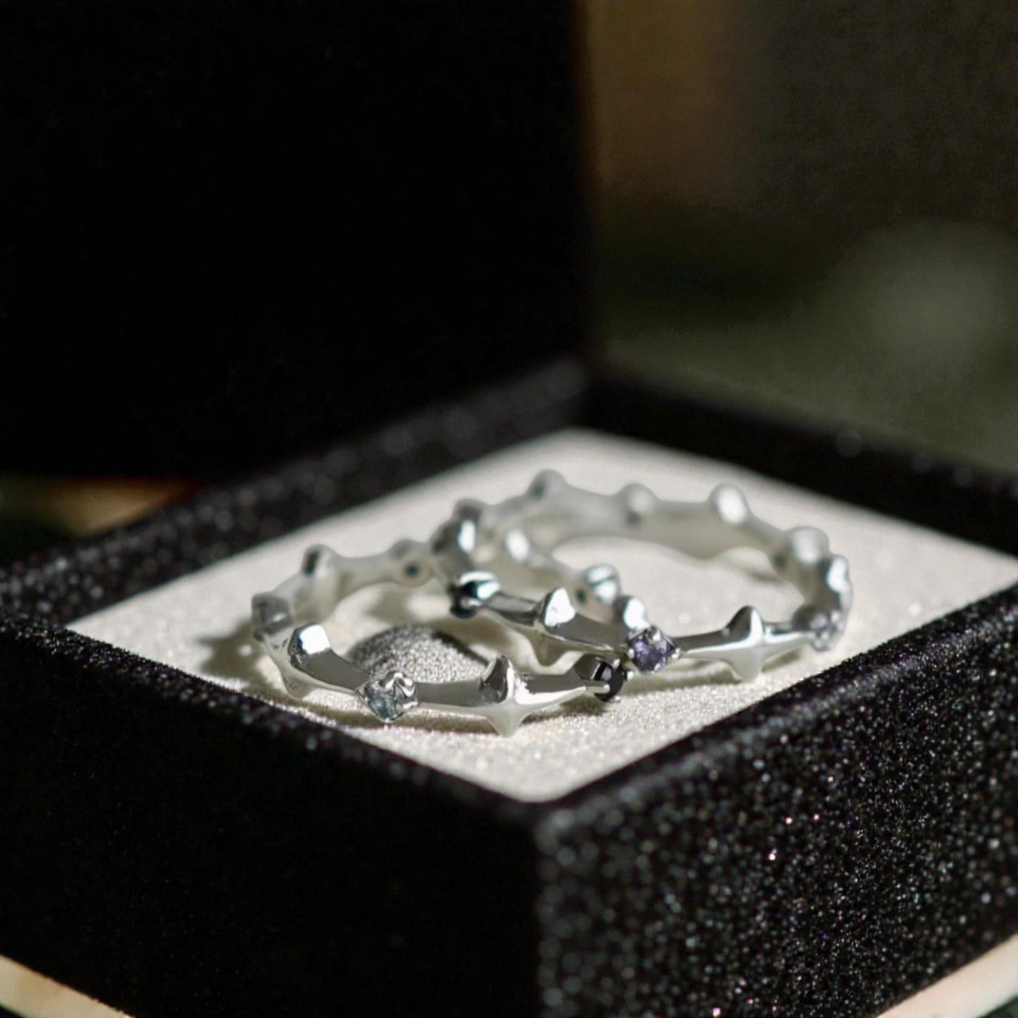 S925 Sterling Silver starburst Gemstone Element Ring