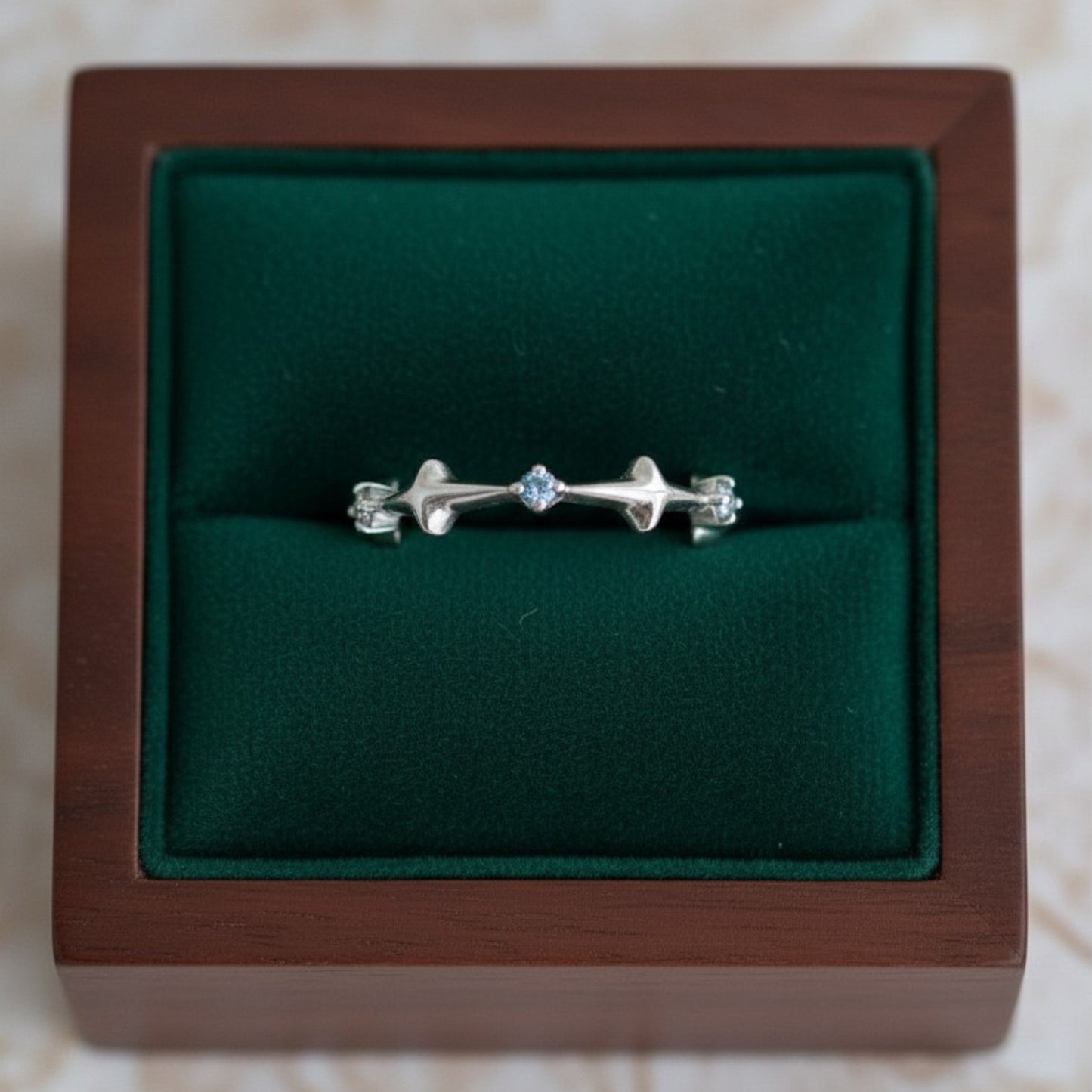 S925 Sterling Silver starburst Gemstone Element Ring