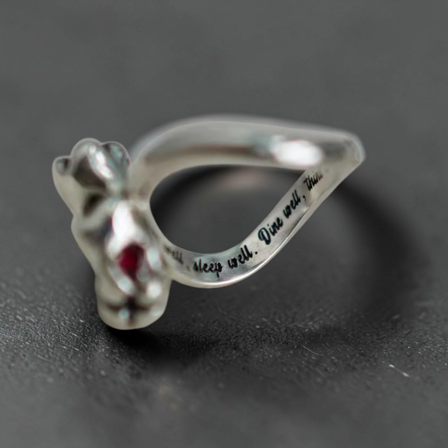 S925 Sterling Silver Gemstone Tooth Element Ring