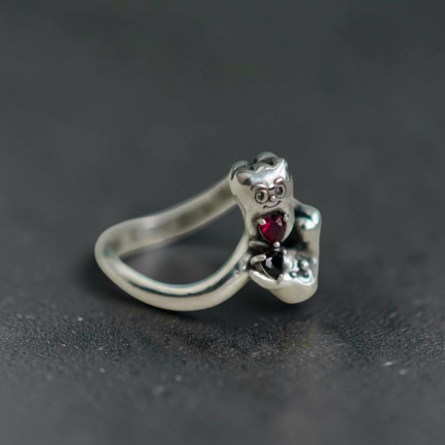 S925 Sterling Silver Gemstone Tooth Element Ring