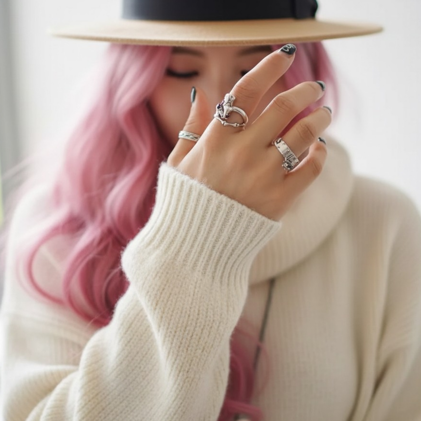S925 Sterling Silver Gemstone Tooth Element Ring