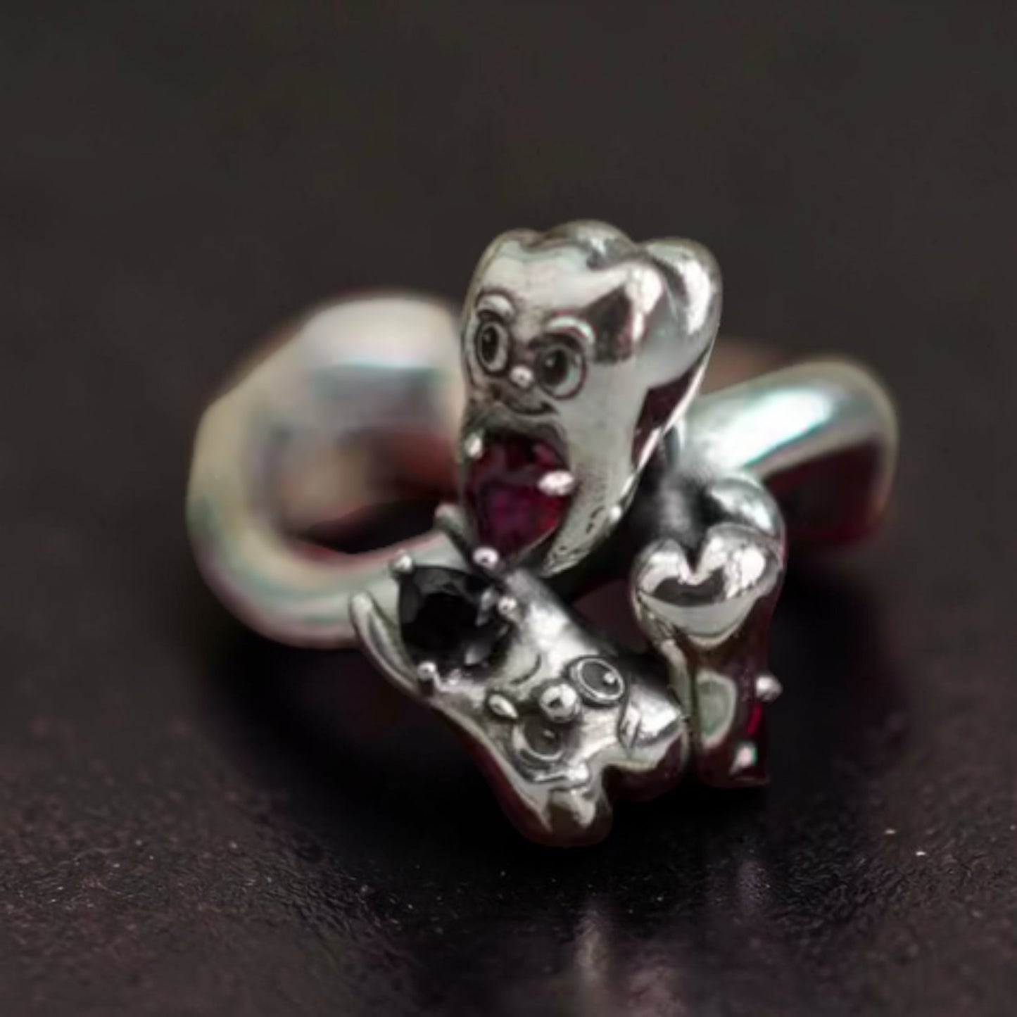 S925 Sterling Silver Gemstone Tooth Element Ring