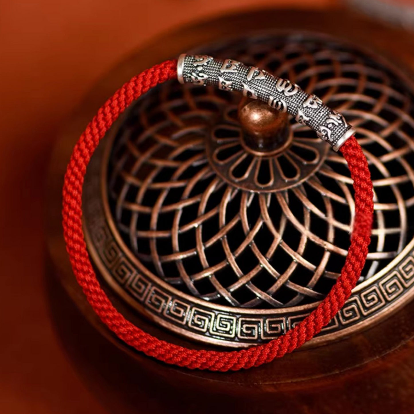 999 Silver Tibetan Style Six Character Mantra Retro Unisex Braided Bracelet