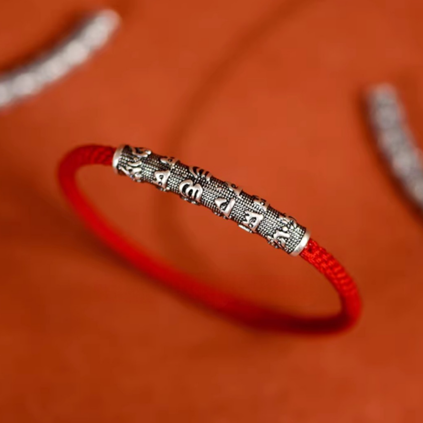 999 Silver Tibetan Style Six Character Mantra Retro Unisex Braided Bracelet