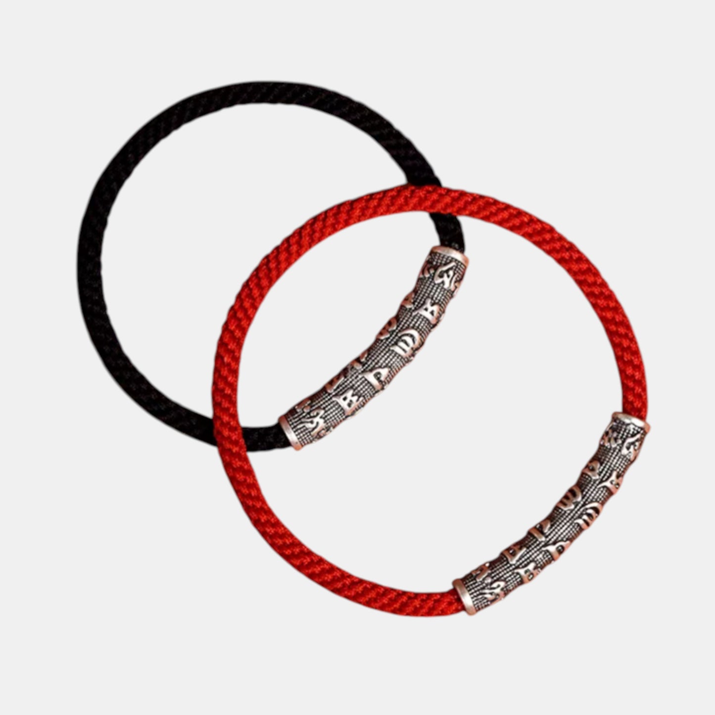 999 Silver Tibetan Style Six Character Mantra Retro Unisex Braided Bracelet