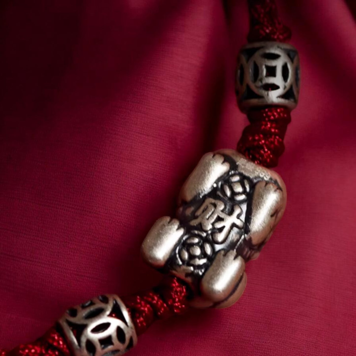 999 Silver Pixiu Charm Unisex Braided Bracelet