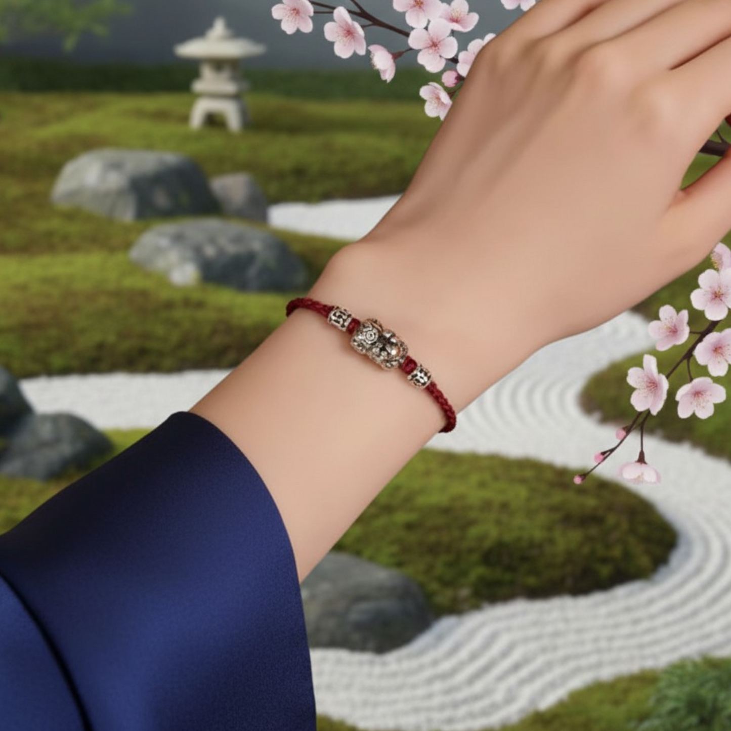 999 Silver Pixiu Charm Unisex Braided Bracelet