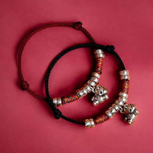 999 Silver Zodiac Year of the Horse Hand Braided Bracelet
