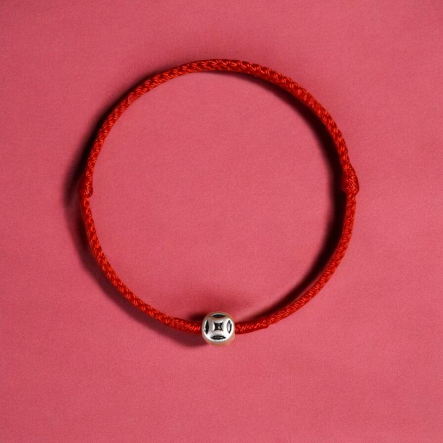 999 Silver Bring Wealth Coin Charm Hand Braided Bracelet