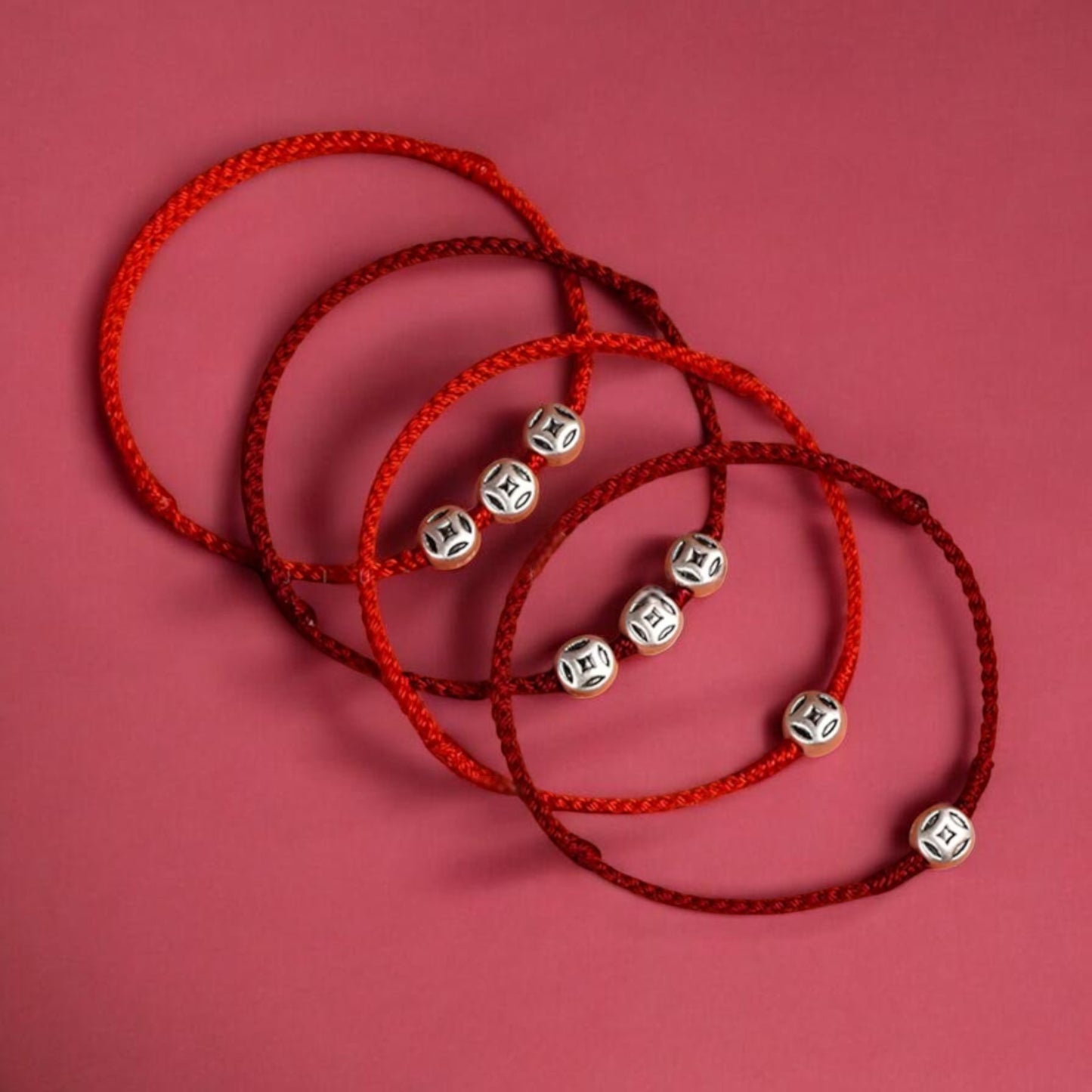 999 Silver Bring Wealth Coin Charm Hand Braided Bracelet