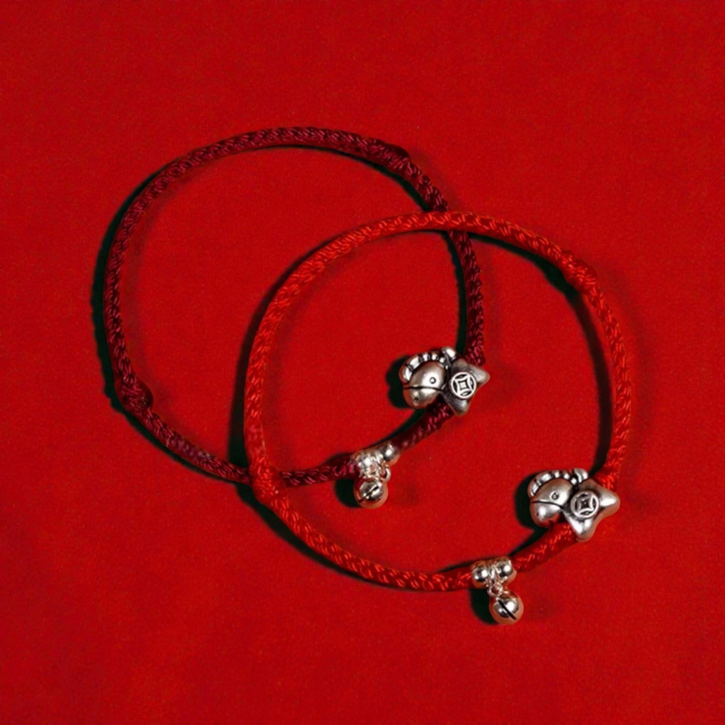 999 Silver Zodiac Year of the Horse and Bell Charm Hand Braided Bracelet