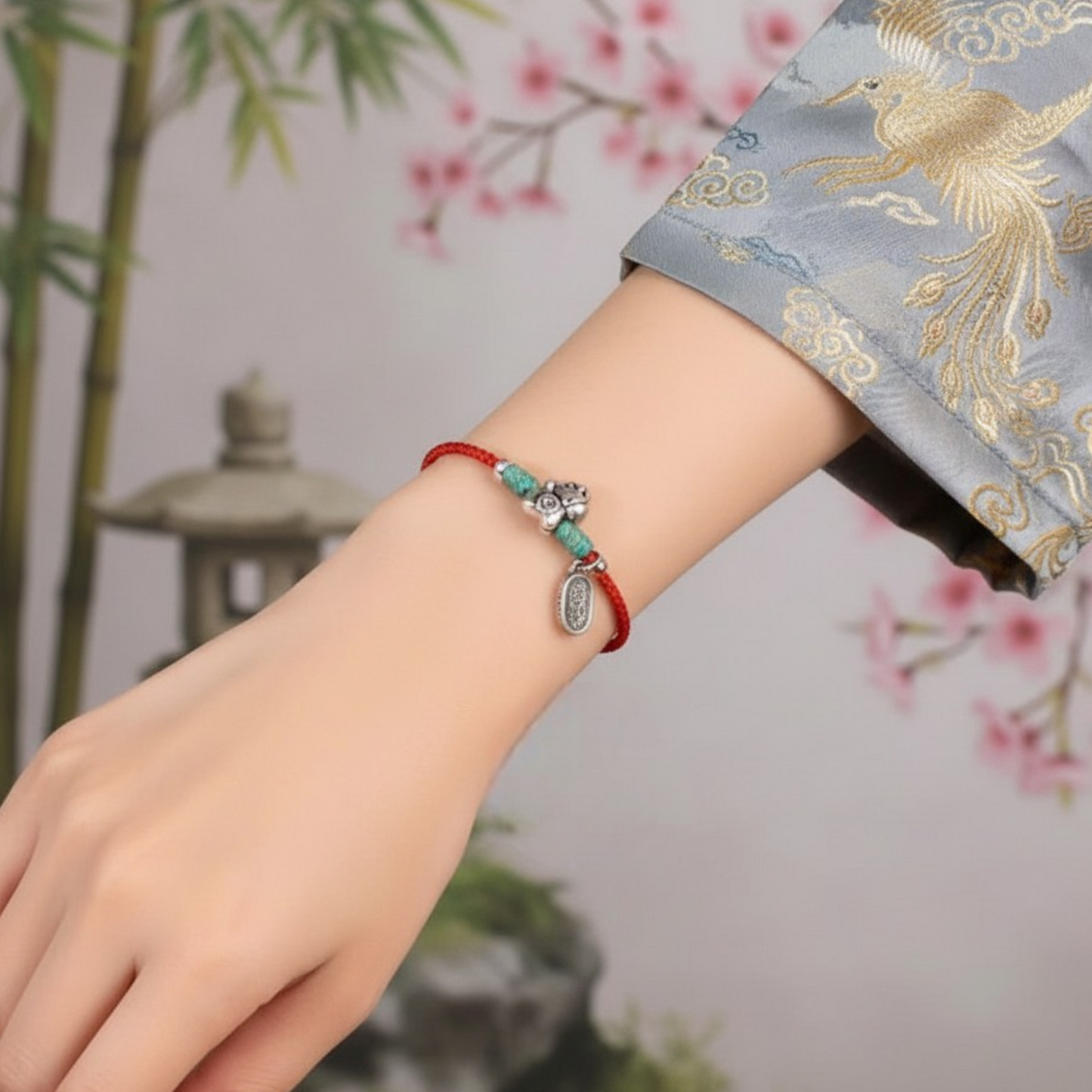 999 Silver Zodiac Year of the Horse Joy Charm Hand Braided Bracelet