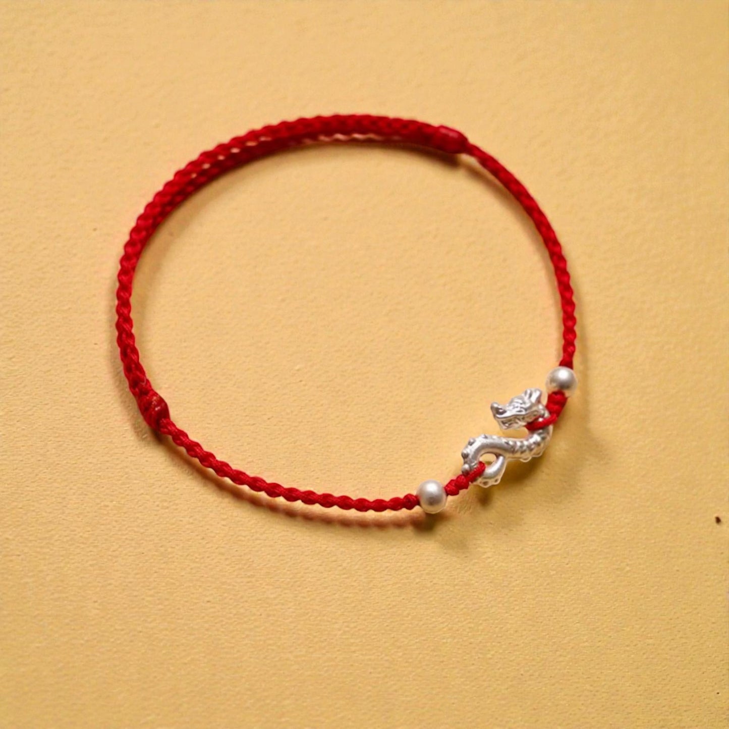 999 Silver Dragon Beads Charm Hand Braided Bracelet