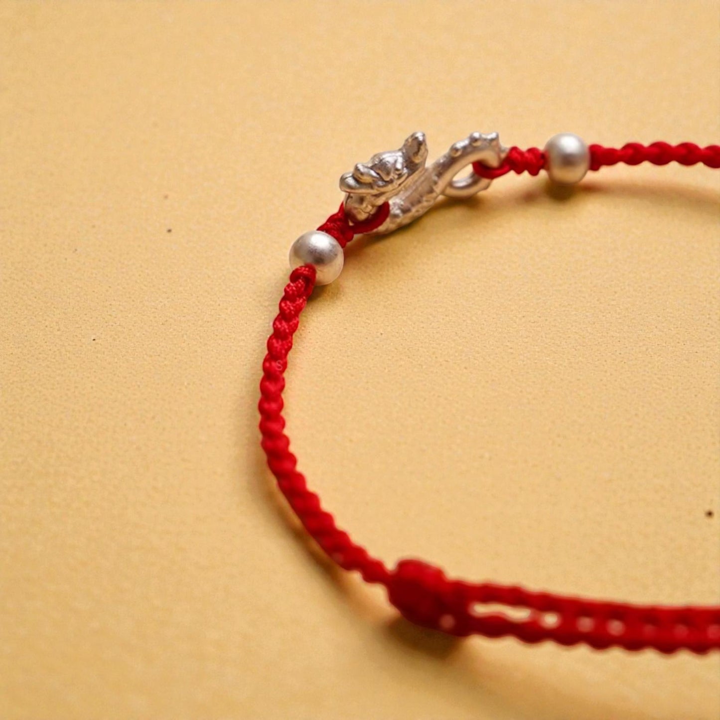 999 Silver Dragon Beads Charm Hand Braided Bracelet
