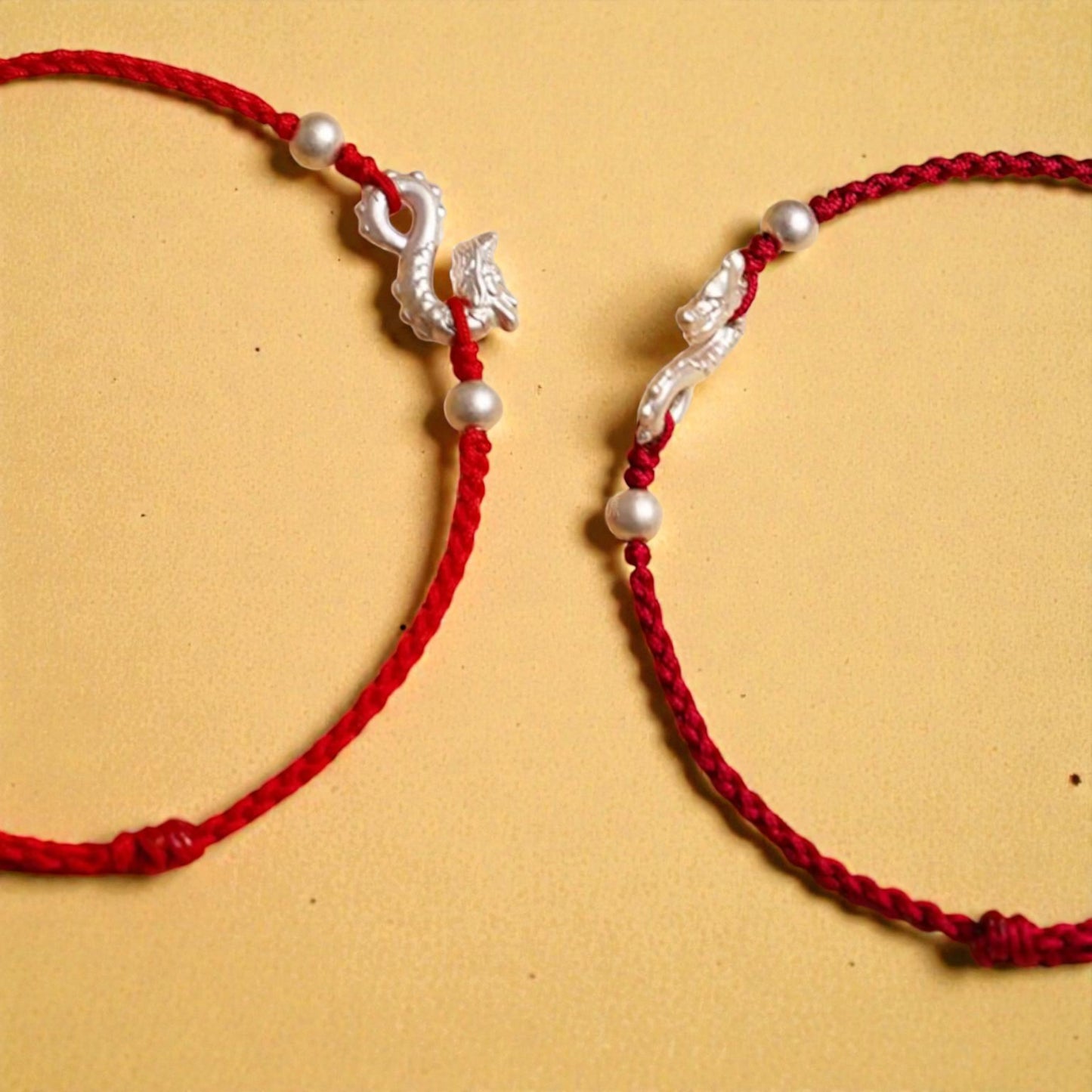 999 Silver Dragon Beads Charm Hand Braided Bracelet
