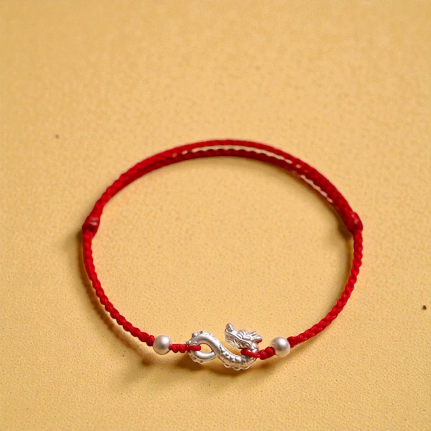 999 Silver Dragon Beads Charm Hand Braided Bracelet