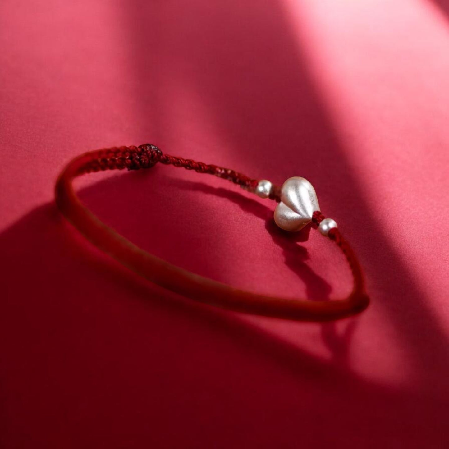 999 Real Silver Heart Charm with Hand Braided Bracelet