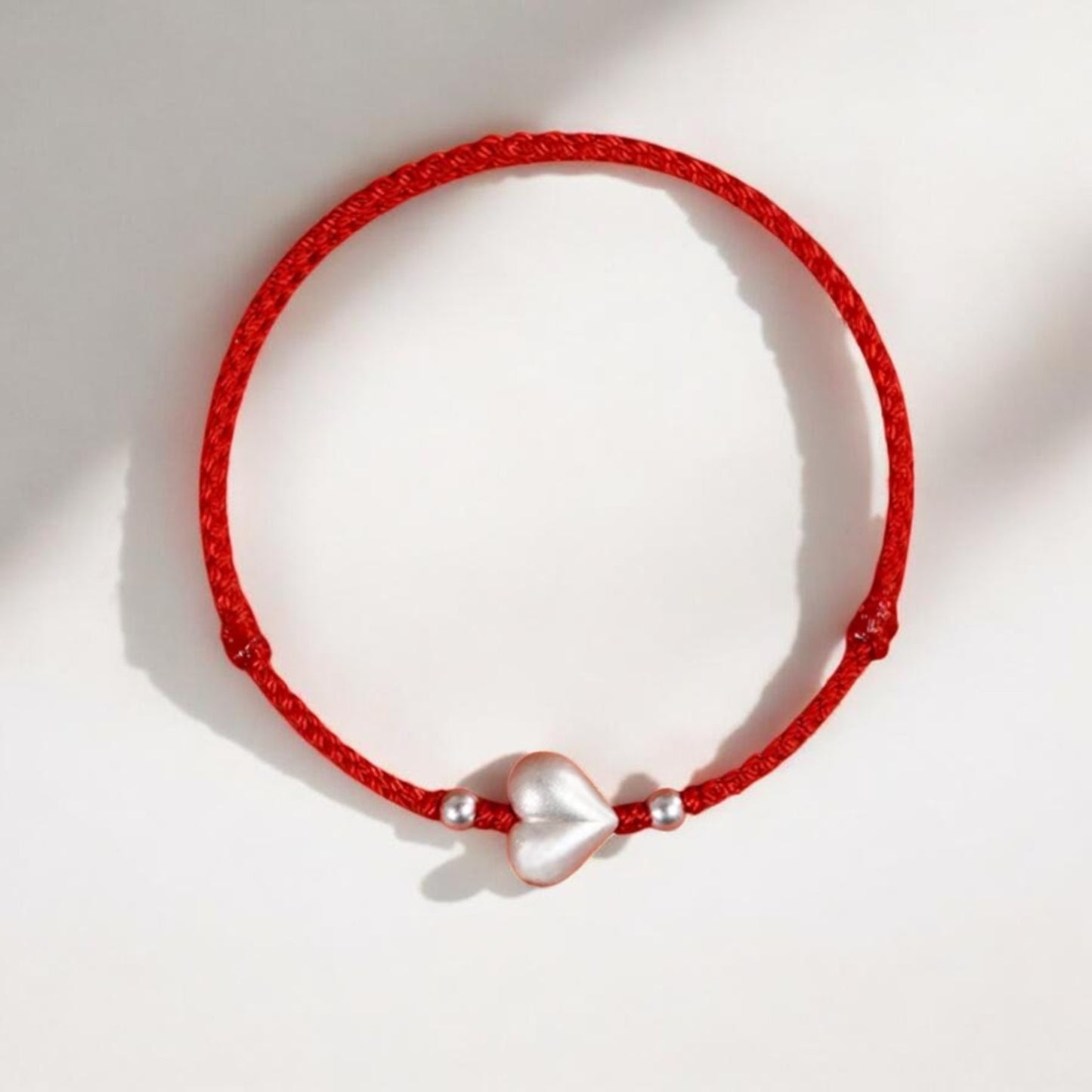 999 Real Silver Heart Charm with Hand Braided Bracelet