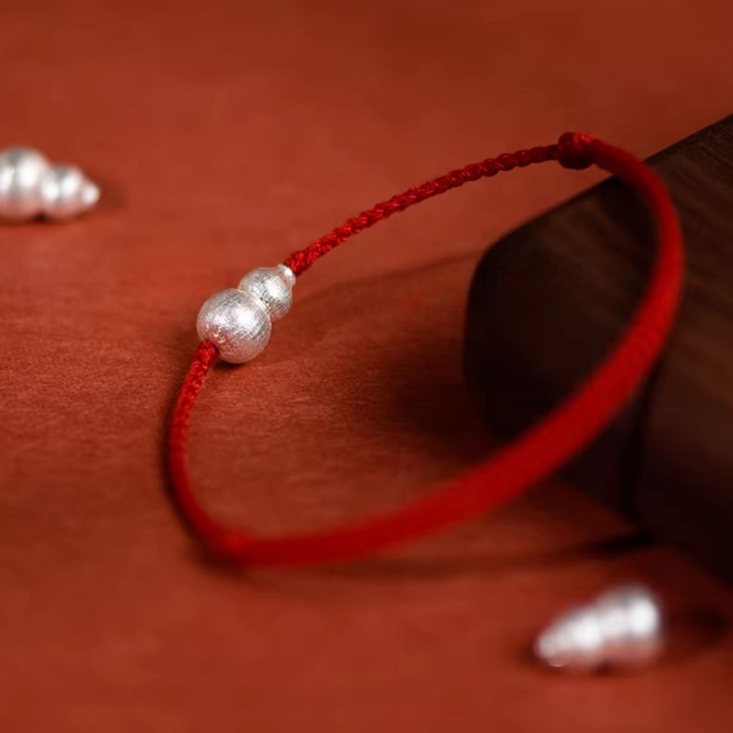 s925 Sterling Silver Traditional Chinese Style Small Gourd Woven Braided Bracelet Anklet