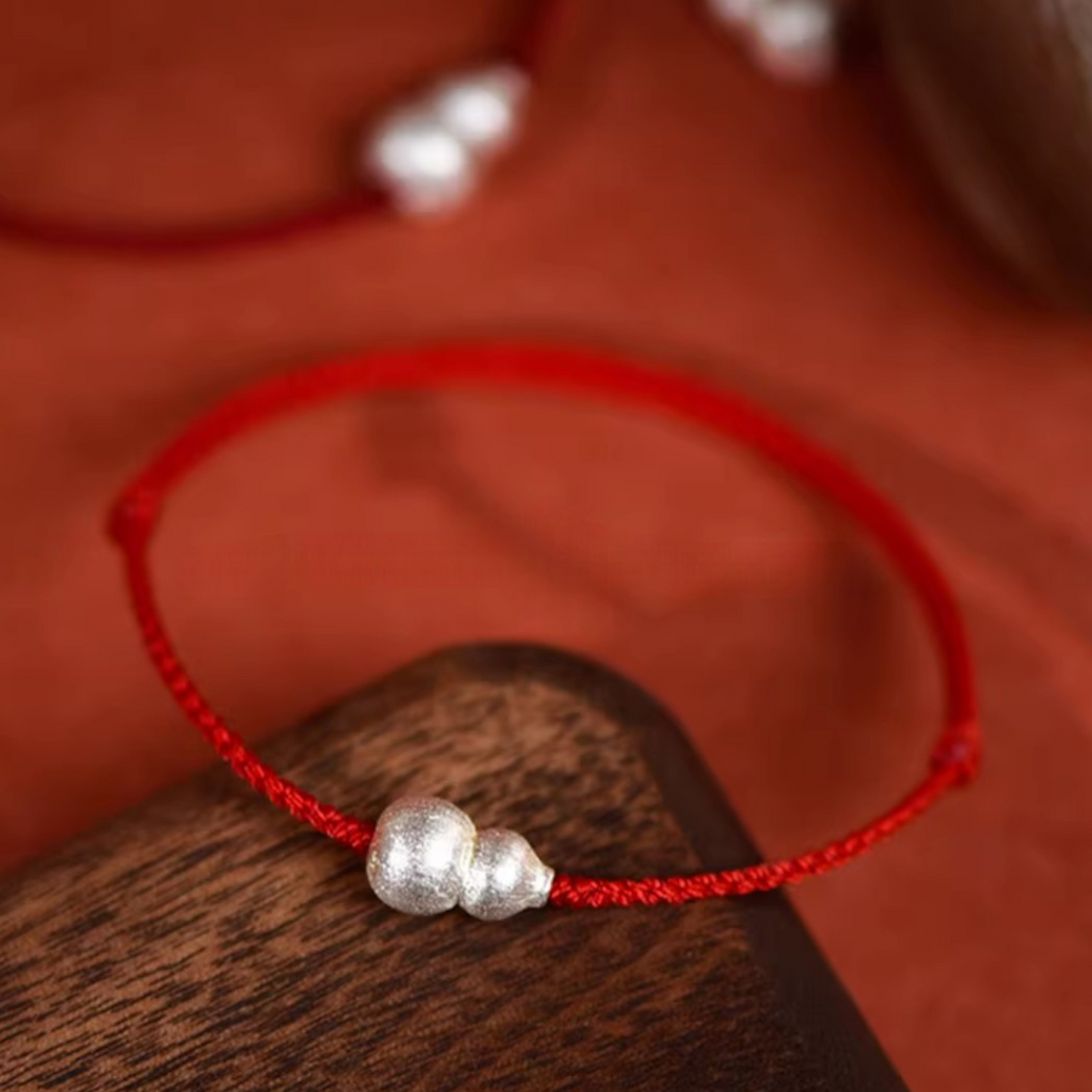 s925 Sterling Silver Traditional Chinese Style Small Gourd Woven Braided Bracelet Anklet