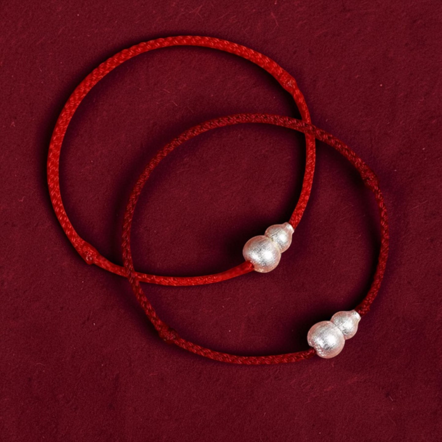 s925 Sterling Silver Traditional Chinese Style Small Gourd Woven Braided Bracelet Anklet