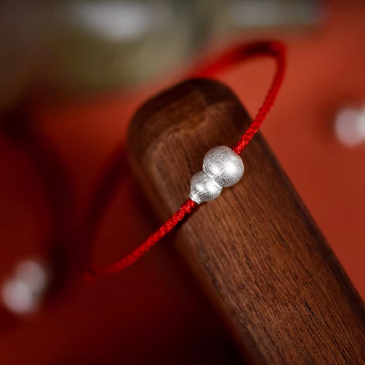 s925 Sterling Silver Traditional Chinese Style Small Gourd Woven Braided Bracelet Anklet