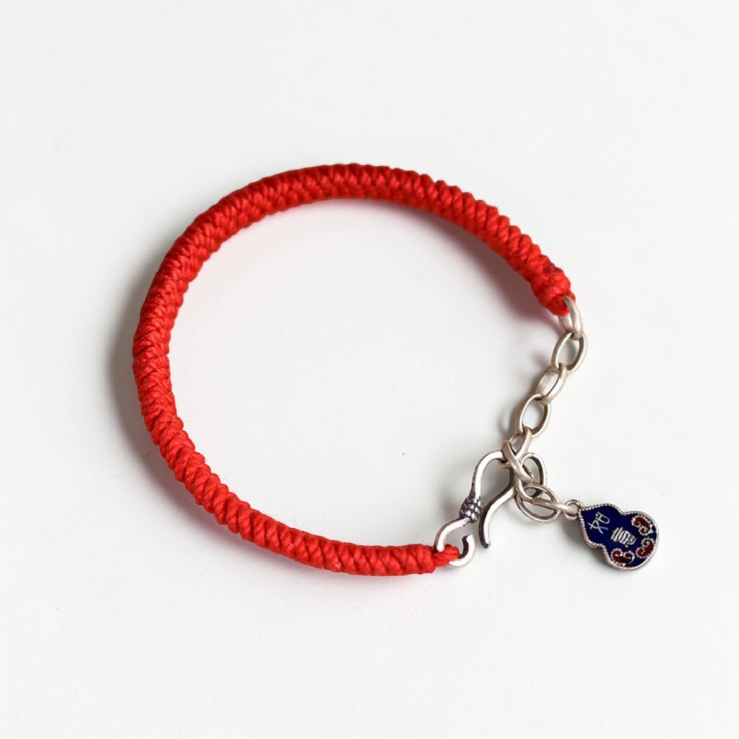 s925 Sterling Silver Lucky Gourd Charm Tibetan Style Braided Bracelet