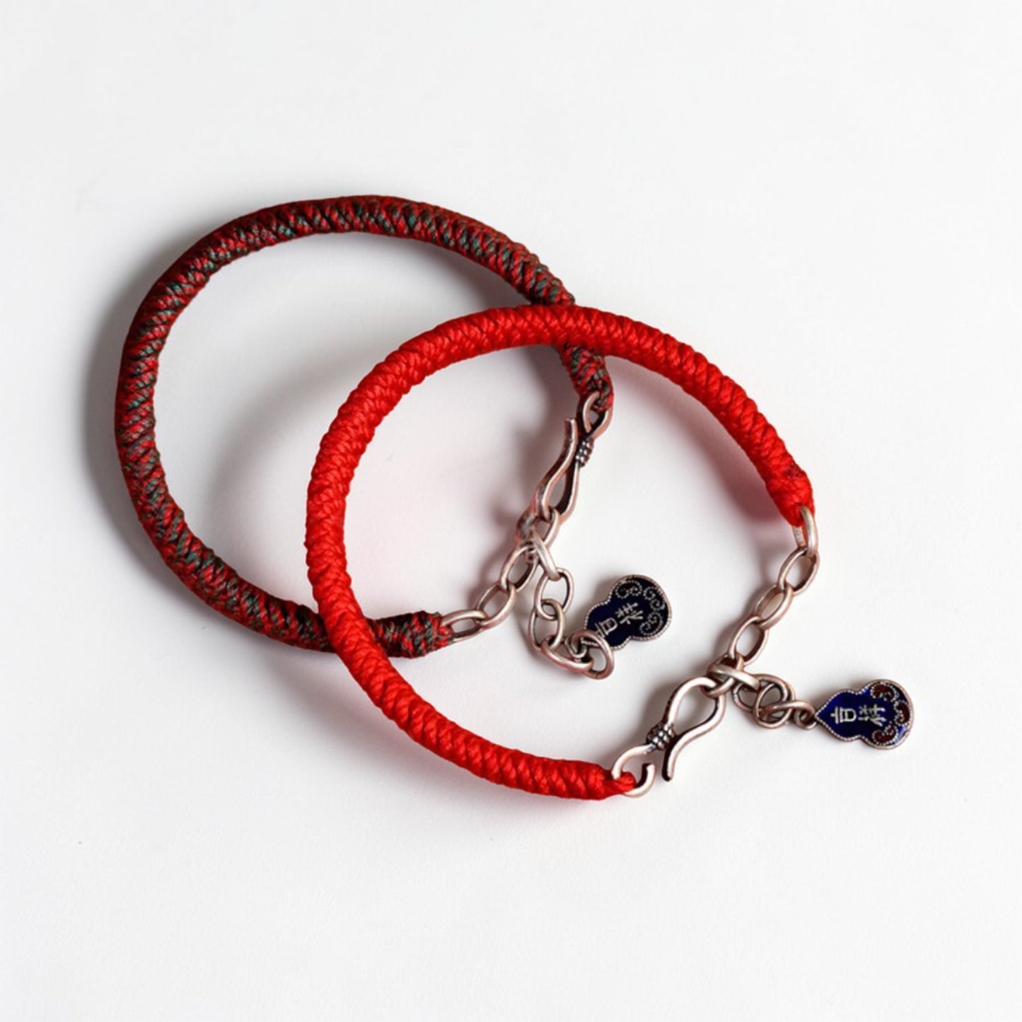 s925 Sterling Silver Lucky Gourd Charm Tibetan Style Braided Bracelet