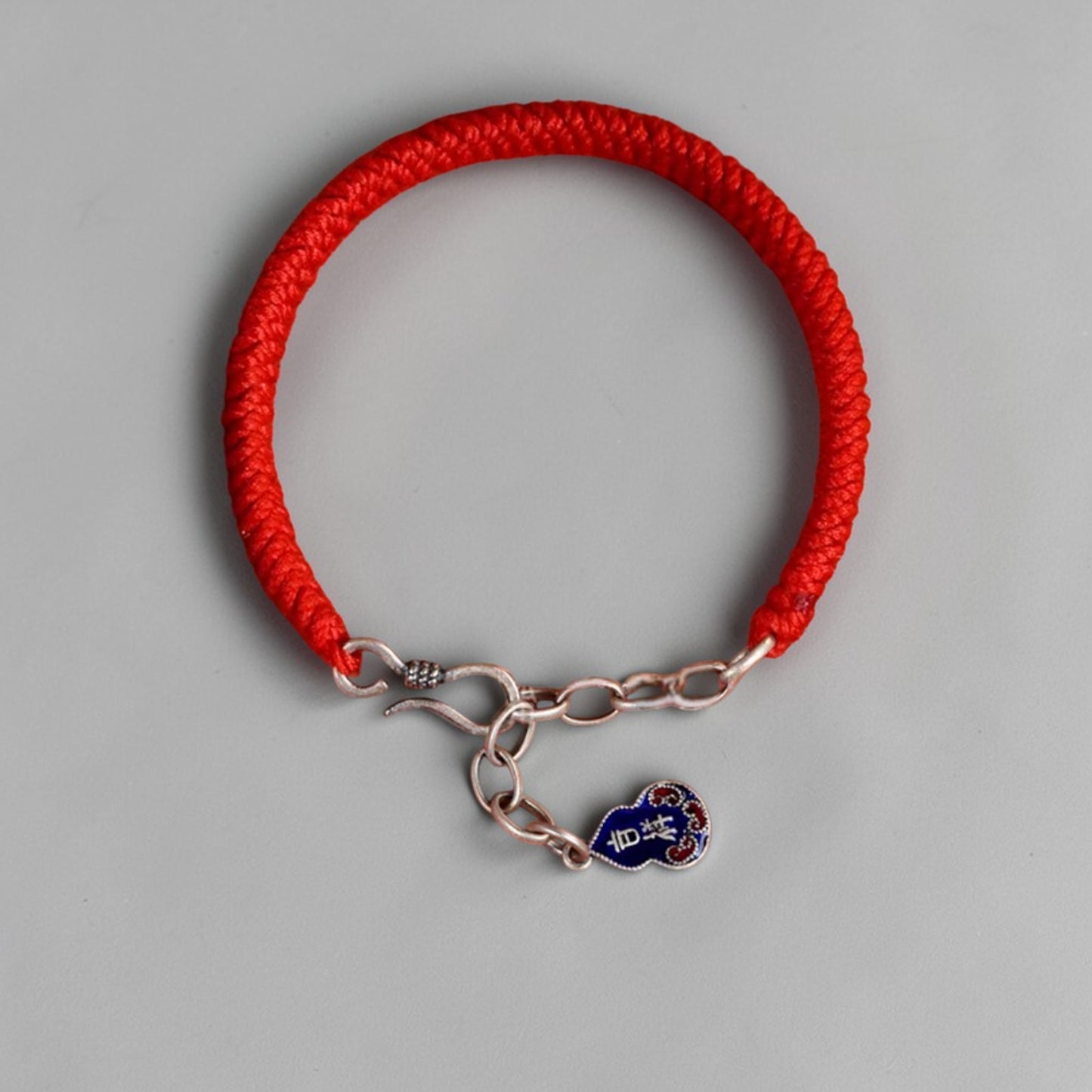 s925 Sterling Silver Lucky Gourd Charm Tibetan Style Braided Bracelet