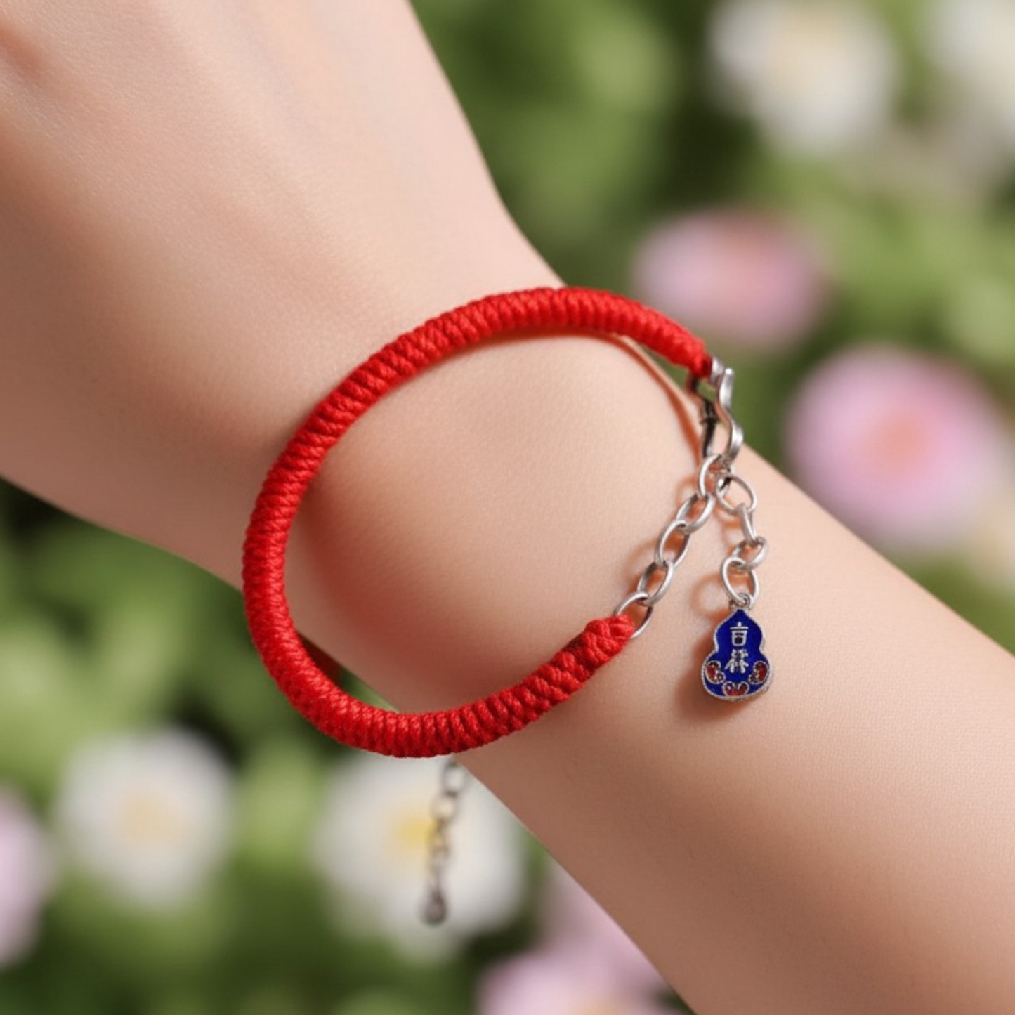 s925 Sterling Silver Lucky Gourd Charm Tibetan Style Braided Bracelet