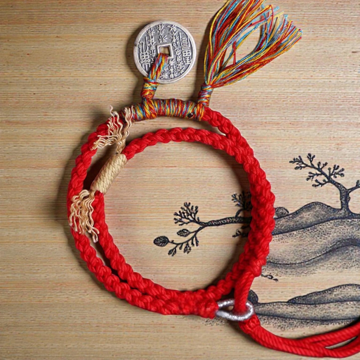 s925 Sterling Silver Old Fashion Mountain Spirit Charm Tibetan Woven Guardian Bracelet