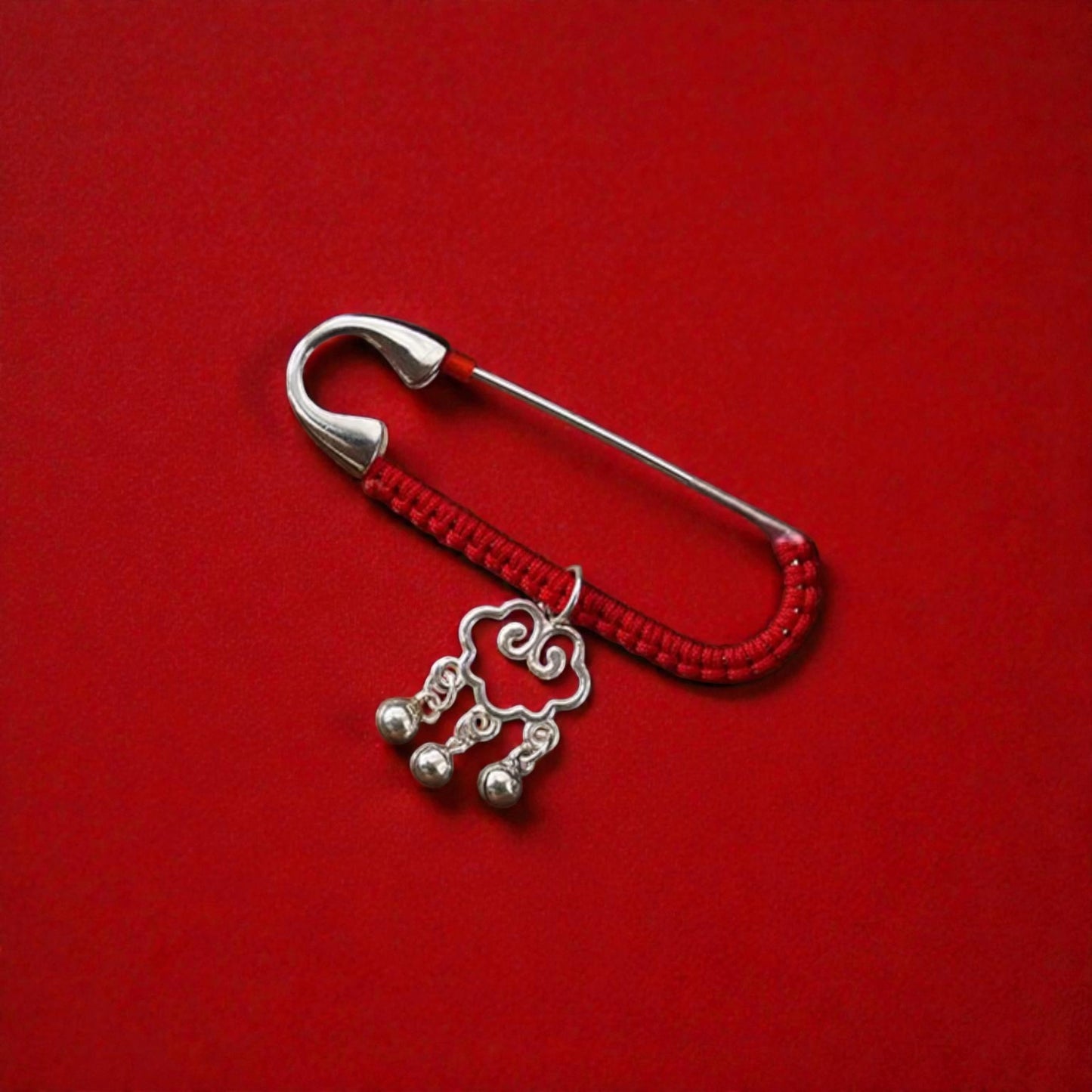 s925 Sterling Silver Bell Ruyi Lock Pin Brooch Baby Babyshower Gift