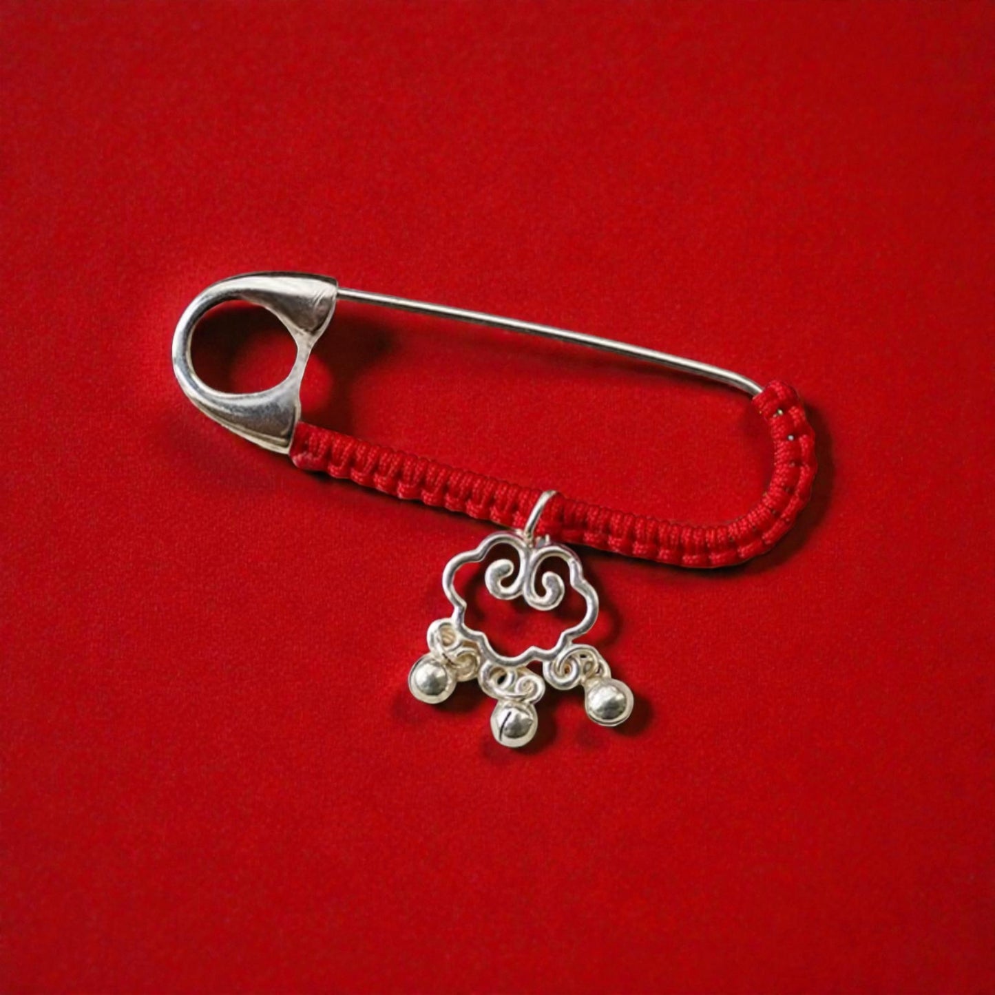 s925 Sterling Silver Bell Ruyi Lock Pin Brooch Baby Babyshower Gift