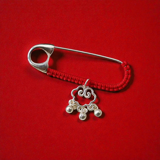 s925 Sterling Silver Bell Ruyi Lock Pin Brooch Baby Babyshower Gift