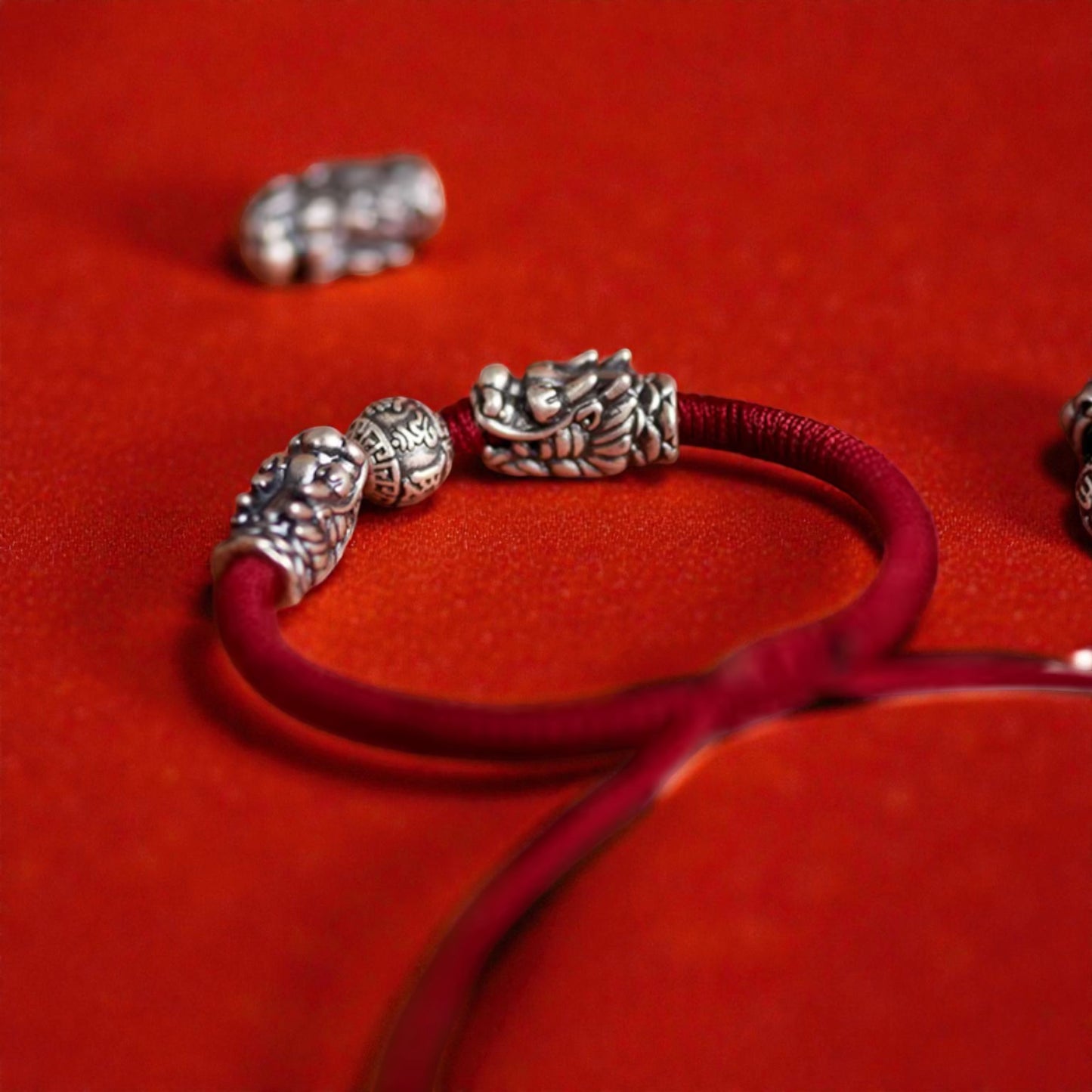 999 Real Silver Dragon Head The Six-Syllable Mantra Charm Hand Braided Bracelet