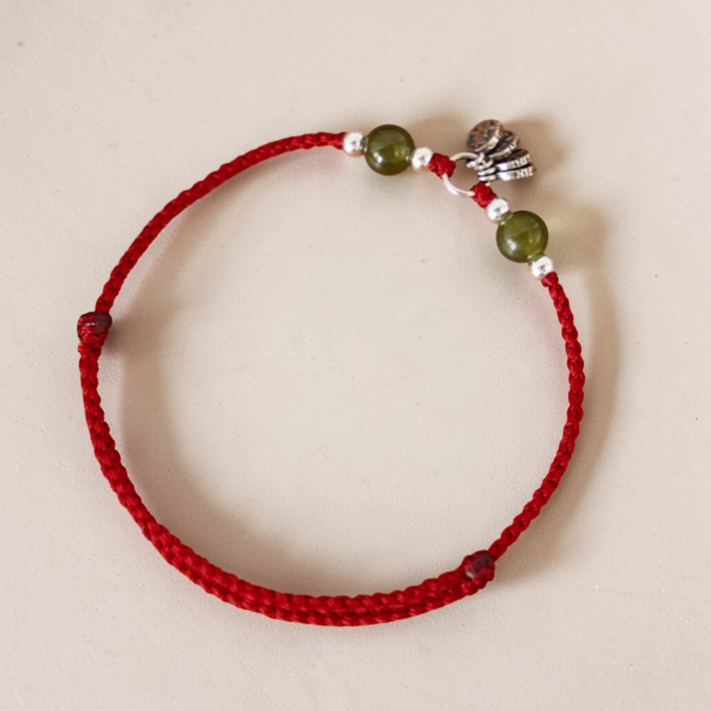s925 Sterling Silver Chinese Peace and joy Charm Woven Braided Bracelet Anklet