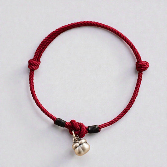 999 Real Silver Small Persimmon Lucky Charm Hand Braided Woven Bracelet