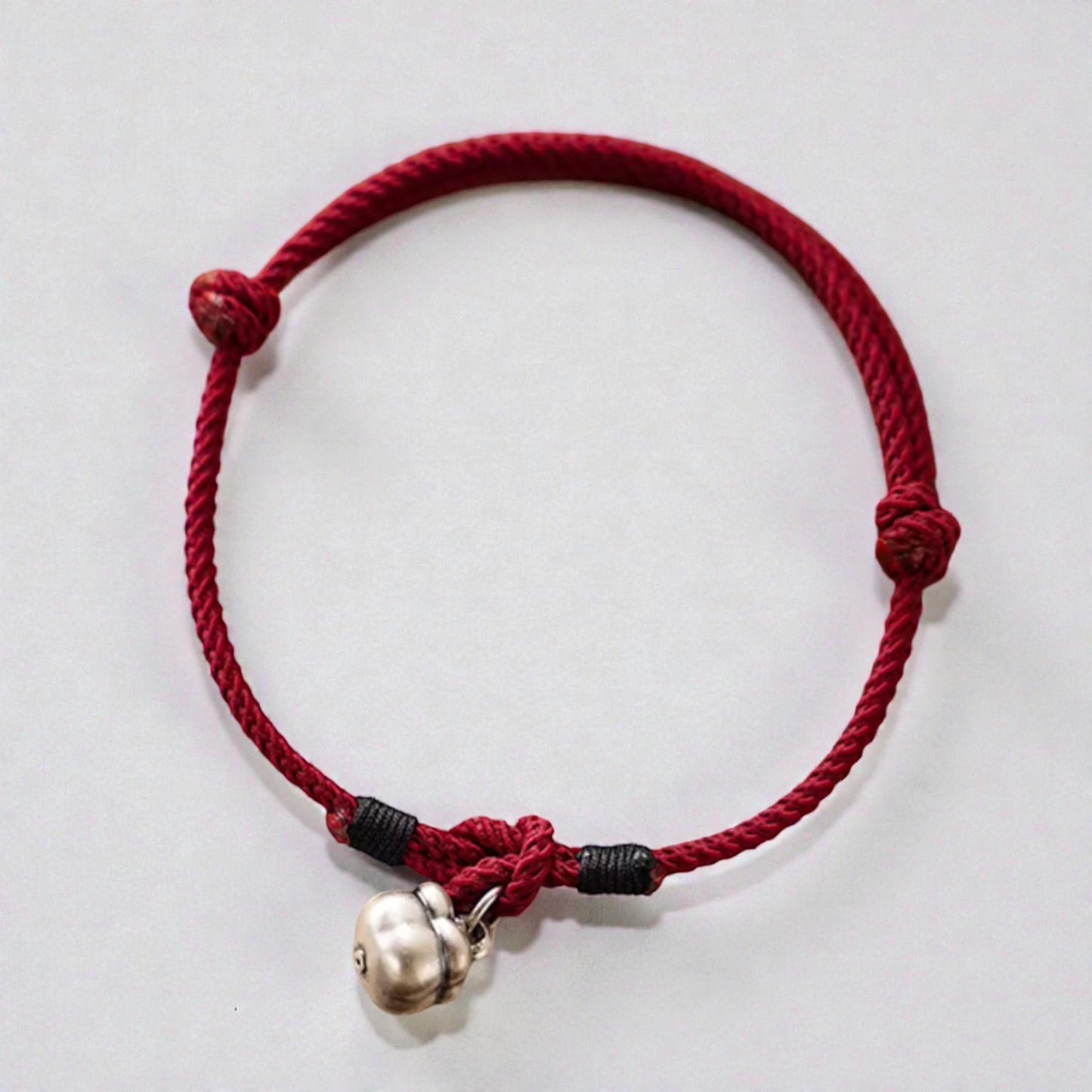 999 Real Silver Small Persimmon Lucky Charm Hand Braided Woven Bracelet