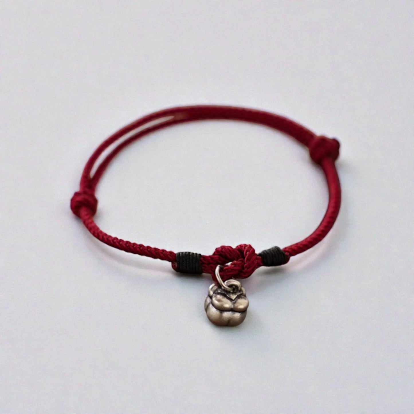 999 Real Silver Small Persimmon Lucky Charm Hand Braided Woven Bracelet