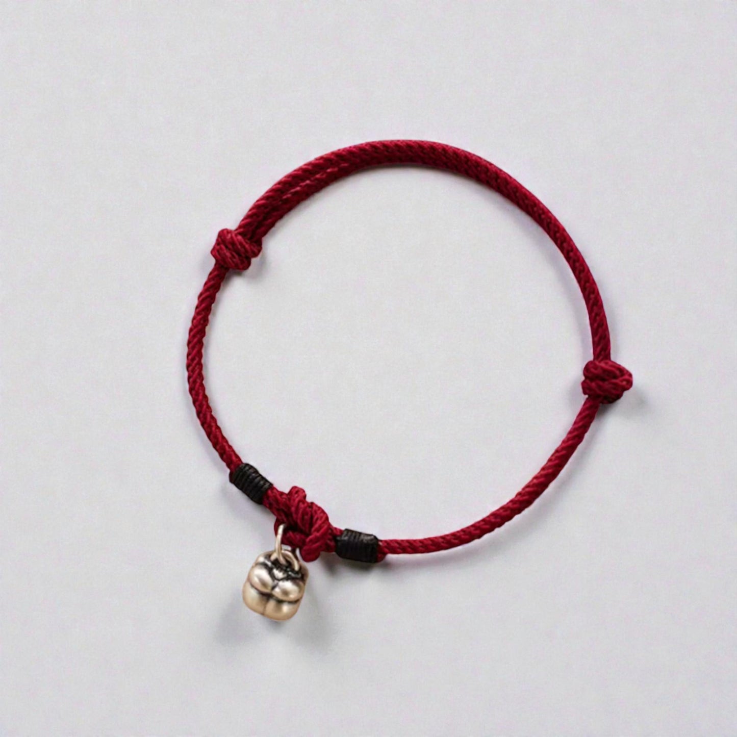 999 Real Silver Small Persimmon Lucky Charm Hand Braided Woven Bracelet