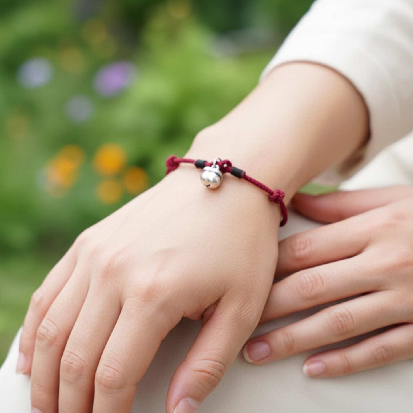 999 Real Silver Small Persimmon Lucky Charm Hand Braided Woven Bracelet